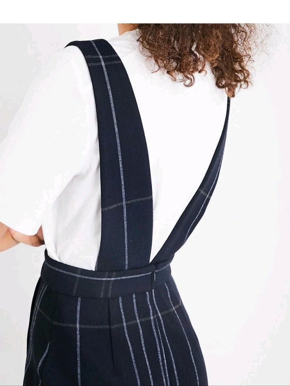 Maje Jola Check Pinafore Mini Dress Navy Windowpane Plaid Wrap Dress eu 40 US 8